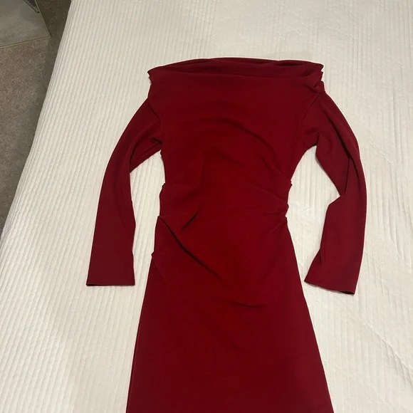 H&M Off-Shoulder Long Sleeve Red Dress